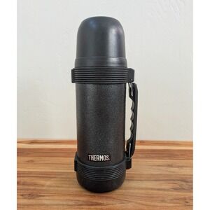 Thermos Vacuum Insulated Beverage Bottle Black Handle Lid Cup Gorpcore